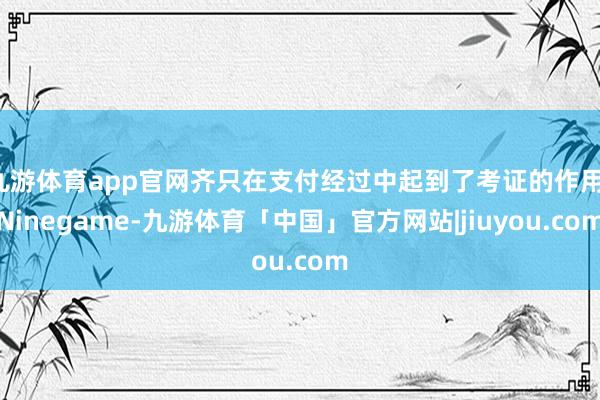 九游体育app官网齐只在支付经过中起到了考证的作用-Ninegame-九游体育「中国」官方网站|jiuyou.com